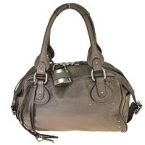 Chloe Paddington Leather Handbag Metallic Beige
